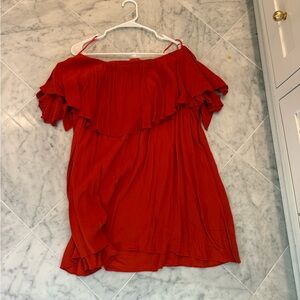 MLM Vibrant Red Ruffle Off-Shoulder dress